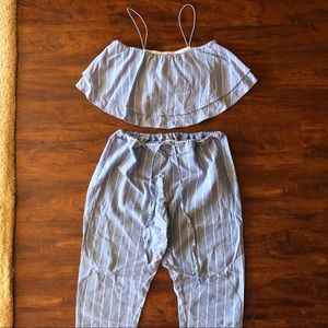 Tony Heart Ginger blue and white striped set